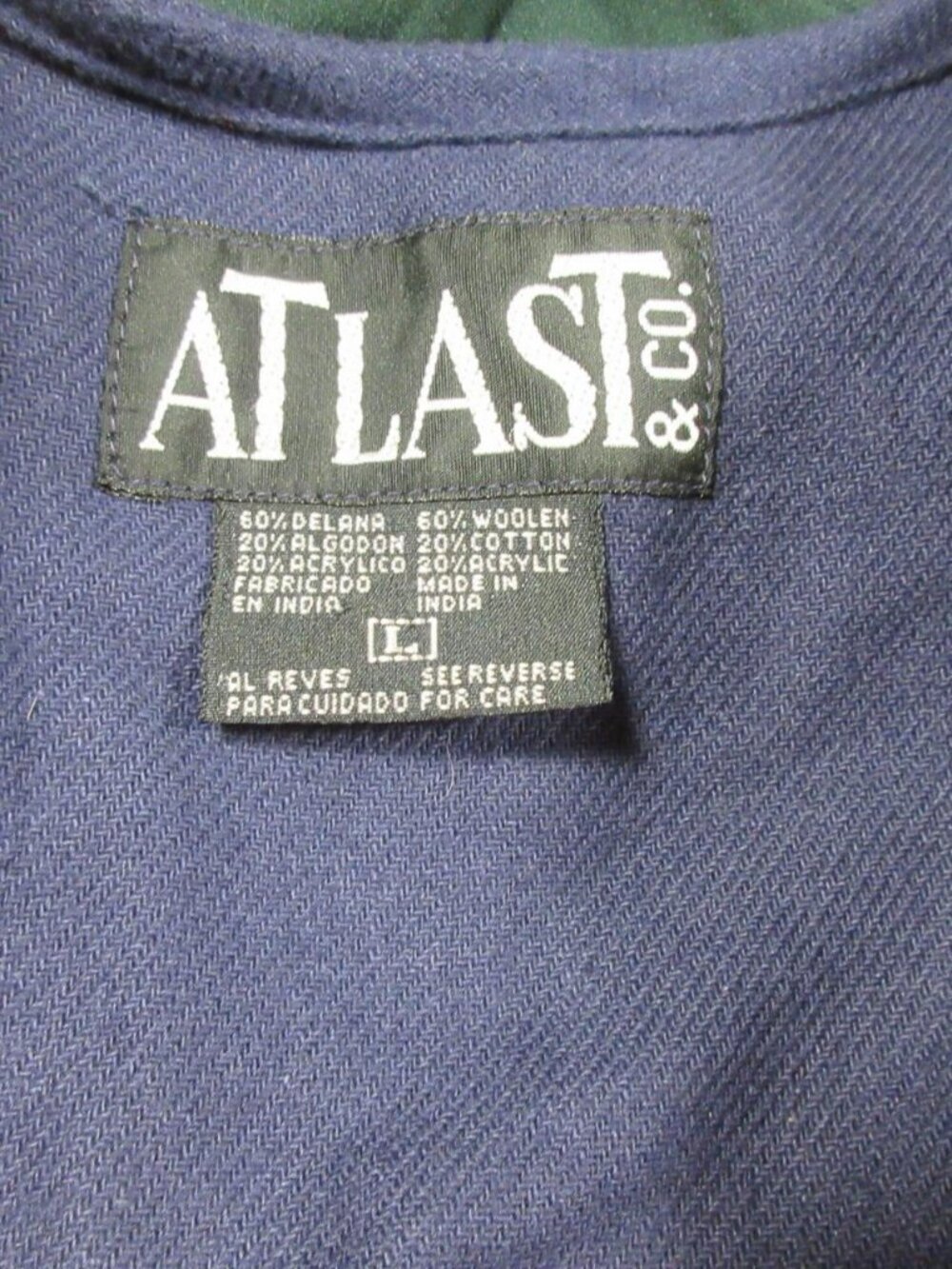 Vintage AtLast womens red gray blue patchwork crop wool cardigan vest L - Picture 3 of 7